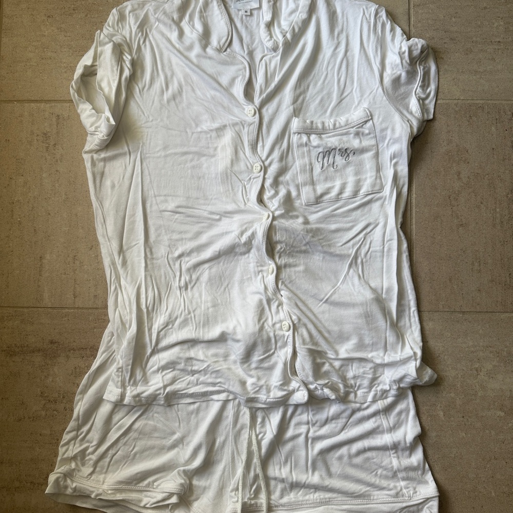 Women's White Button-Up Pajama Set